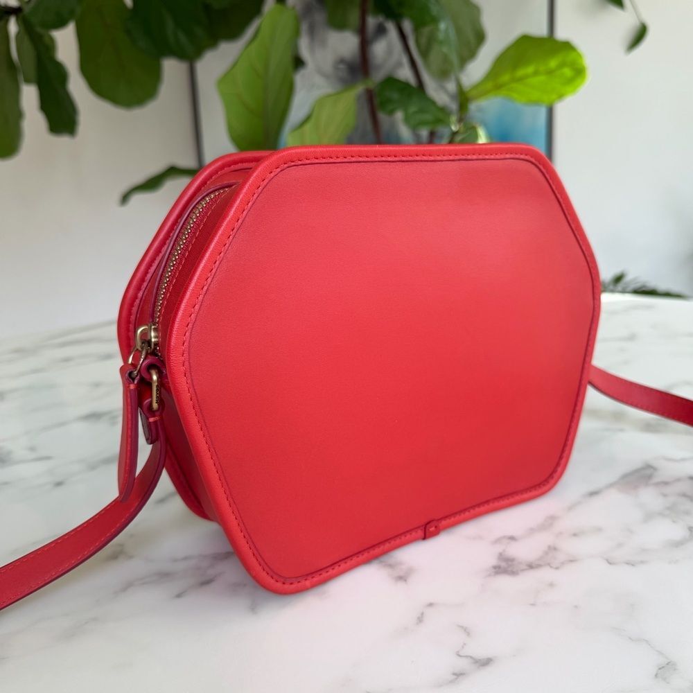 COACH Originals Archival Zip Geometric Pouch Leather Crossbody Bag Carmine Red - Picture 15 of 16